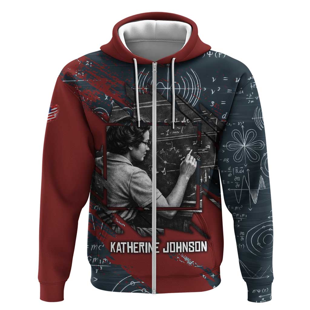 Katherine Johnson Hoodie with Chalkboard Math Scene, Verify the Numbers Quote and Space Orbit - African Pride