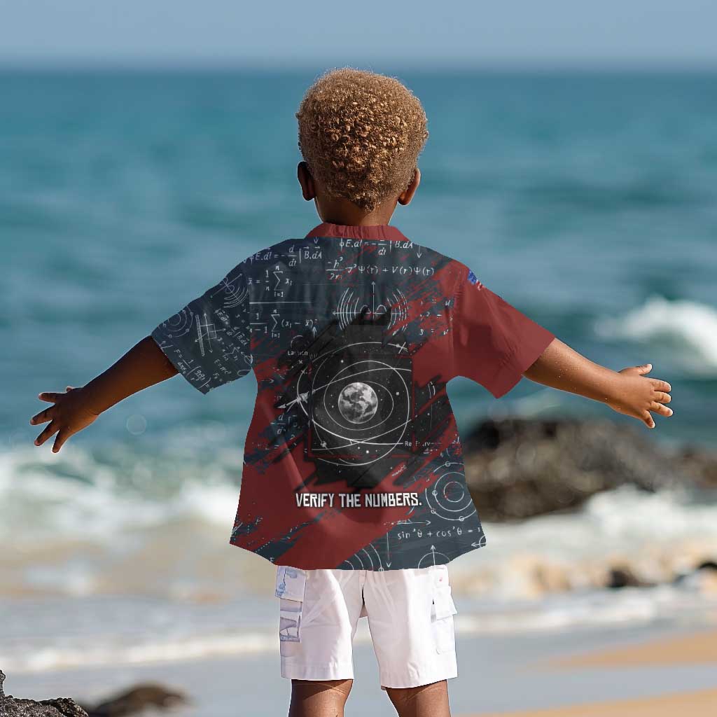 Katherine Johnson Kid Hawaiian Shirt with Chalkboard Math Scene, Verify the Numbers Quote and Space Orbit - African Pride