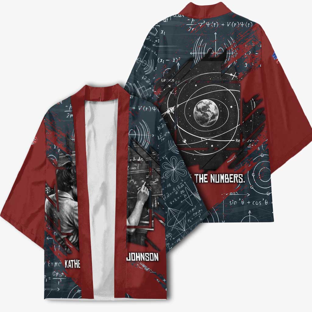 Katherine Johnson Kimono with Chalkboard Math Scene, Verify the Numbers Quote and Space Orbit - African Pride