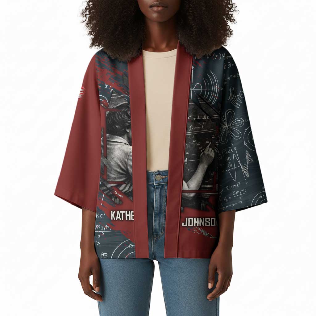 Katherine Johnson Kimono with Chalkboard Math Scene, Verify the Numbers Quote and Space Orbit - African Pride