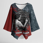 Katherine Johnson Kimono Sleeve Blouse with Chalkboard Math Scene, Verify the Numbers Quote and Space Orbit - African Pride