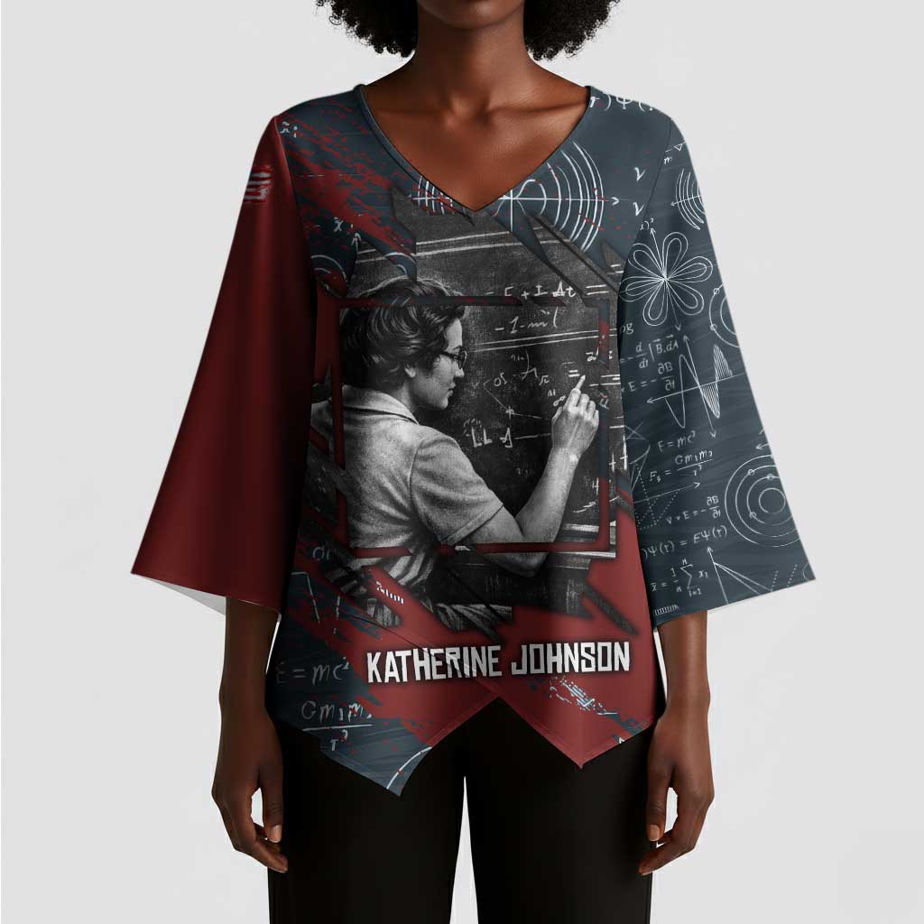 Katherine Johnson Kimono Sleeve Blouse with Chalkboard Math Scene, Verify the Numbers Quote and Space Orbit - African Pride