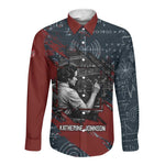 Katherine Johnson Long Sleeve Button Shirt with Chalkboard Math Scene, Verify the Numbers Quote and Space Orbit - African Pride