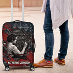 Katherine Johnson Luggage Cover with Chalkboard Math Scene, Verify the Numbers Quote and Space Orbit - African Pride