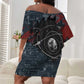 Katherine Johnson Off Shoulder Short Dress with Chalkboard Math Scene, Verify the Numbers Quote and Space Orbit - African Pride