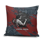 Katherine Johnson Pillow Cover with Chalkboard Math Scene, Verify the Numbers Quote and Space Orbit - African Pride
