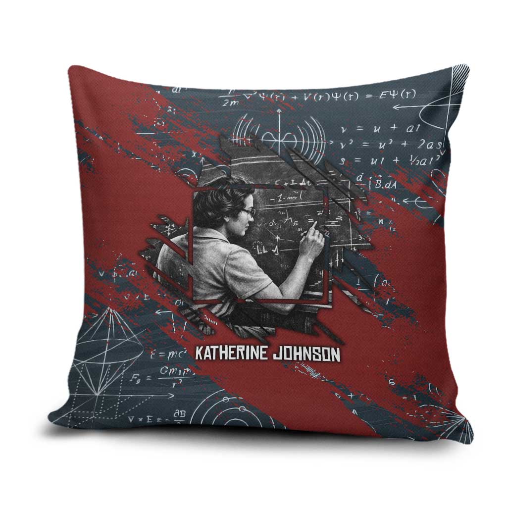 Katherine Johnson Pillow Cover with Chalkboard Math Scene, Verify the Numbers Quote and Space Orbit - African Pride