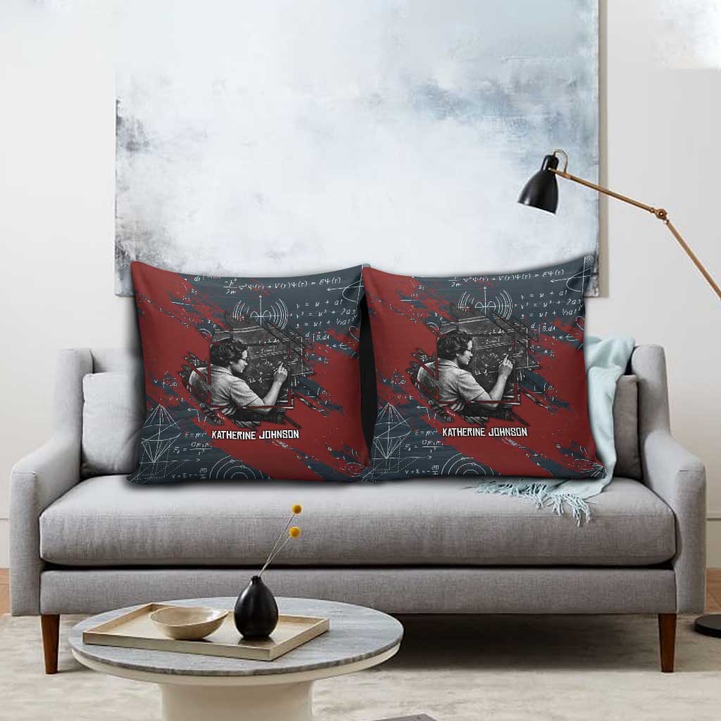 Katherine Johnson Pillow Cover with Chalkboard Math Scene, Verify the Numbers Quote and Space Orbit - African Pride