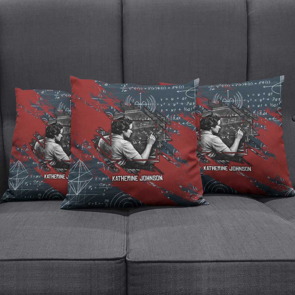 Katherine Johnson Pillow Cover with Chalkboard Math Scene, Verify the Numbers Quote and Space Orbit - African Pride