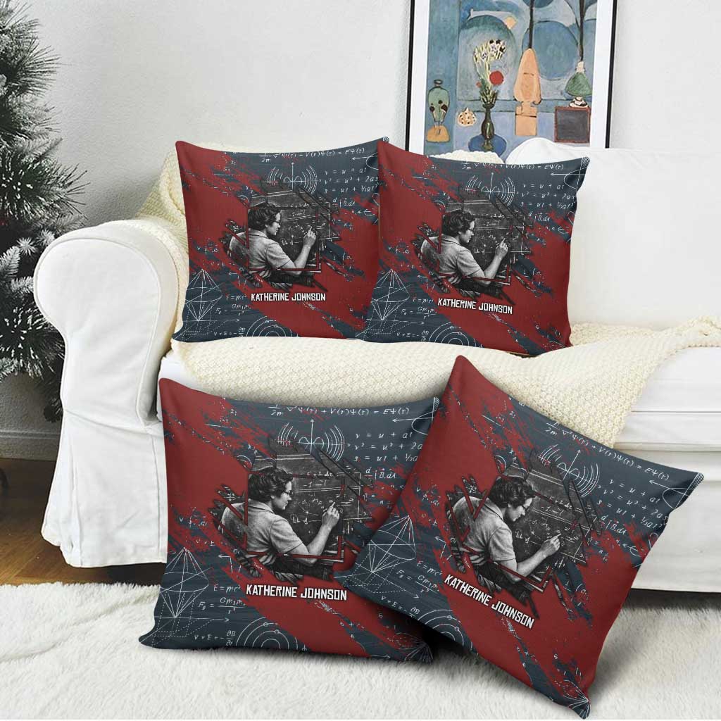 Katherine Johnson Pillow Cover with Chalkboard Math Scene, Verify the Numbers Quote and Space Orbit - African Pride
