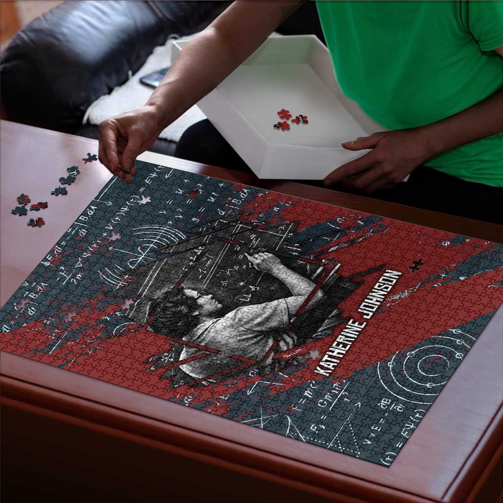 Katherine Johnson Puzzle with Chalkboard Math Scene, Verify the Numbers Quote and Space Orbit - African Pride