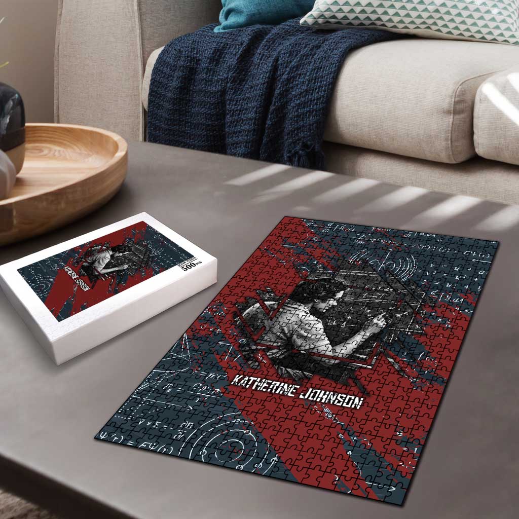 Katherine Johnson Puzzle with Chalkboard Math Scene, Verify the Numbers Quote and Space Orbit - African Pride