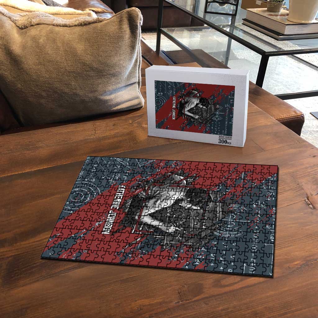 Katherine Johnson Puzzle with Chalkboard Math Scene, Verify the Numbers Quote and Space Orbit - African Pride