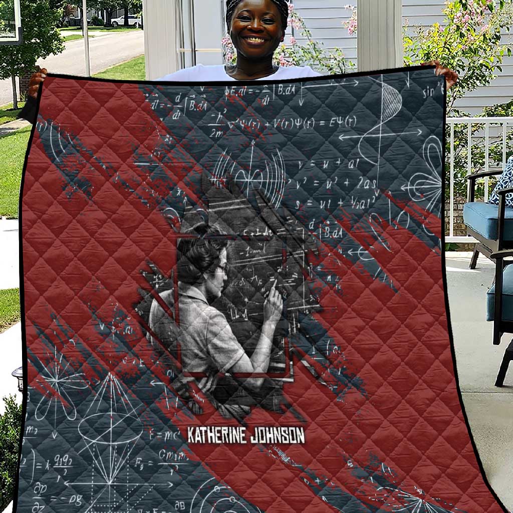 Katherine Johnson Quilt with Chalkboard Math Scene, Verify the Numbers Quote and Space Orbit - African Pride