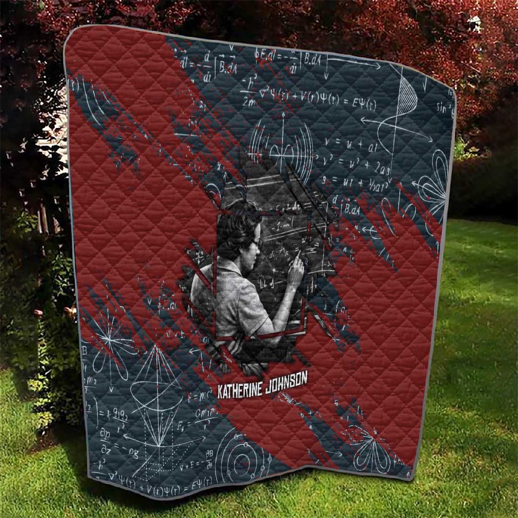 Katherine Johnson Quilt with Chalkboard Math Scene, Verify the Numbers Quote and Space Orbit - African Pride