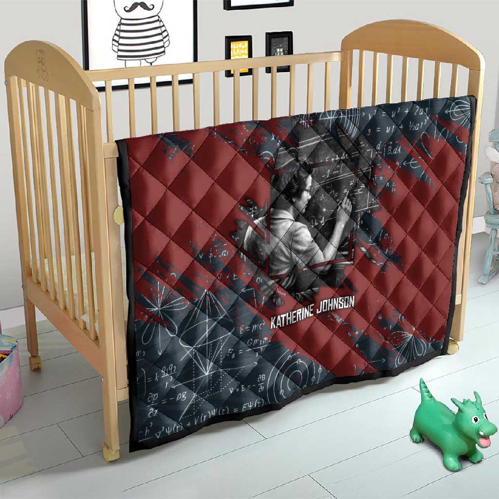 Katherine Johnson Quilt with Chalkboard Math Scene, Verify the Numbers Quote and Space Orbit - African Pride
