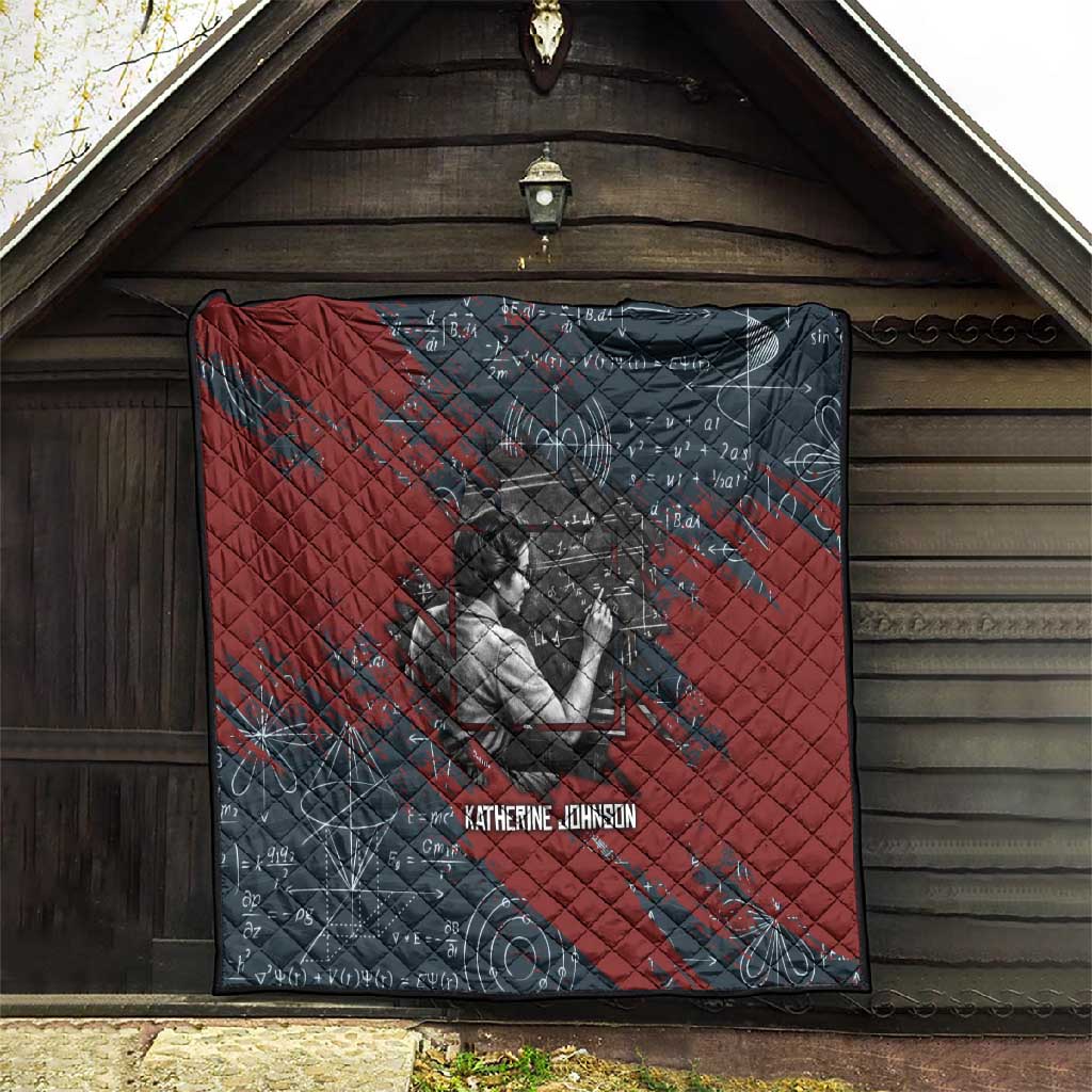 Katherine Johnson Quilt with Chalkboard Math Scene, Verify the Numbers Quote and Space Orbit - African Pride