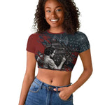 Katherine Johnson Raglan Cropped T shirt with Chalkboard Math Scene, Verify the Numbers Quote and Space Orbit - African Pride