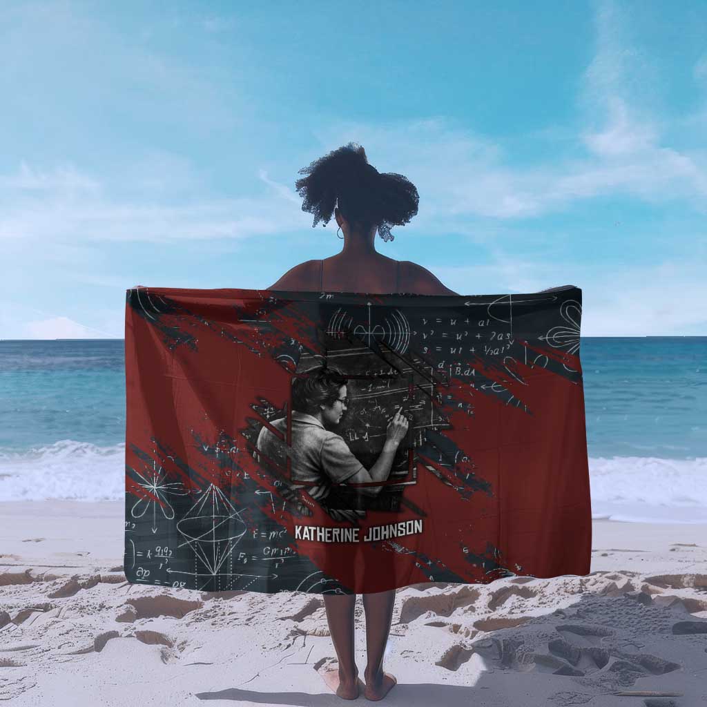 Katherine Johnson Sarong with Chalkboard Math Scene, Verify the Numbers Quote and Space Orbit - African Pride