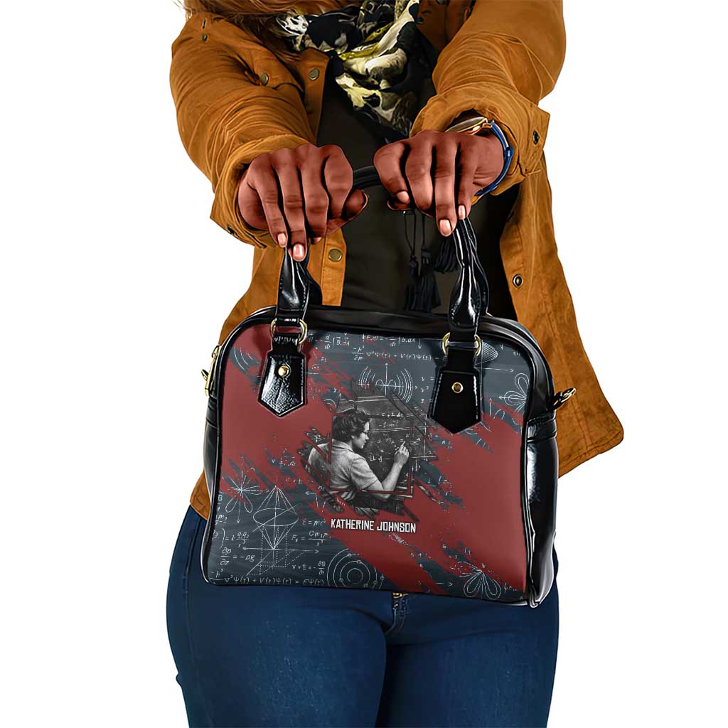 Katherine Johnson Shoulder Handbag with Chalkboard Math Scene, Verify the Numbers Quote and Space Orbit - African Pride