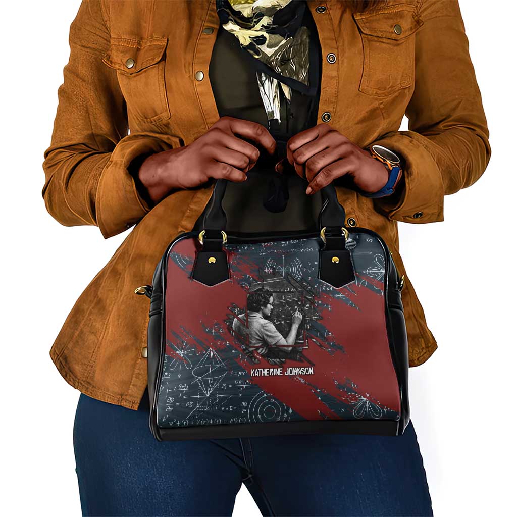 Katherine Johnson Shoulder Handbag with Chalkboard Math Scene, Verify the Numbers Quote and Space Orbit - African Pride