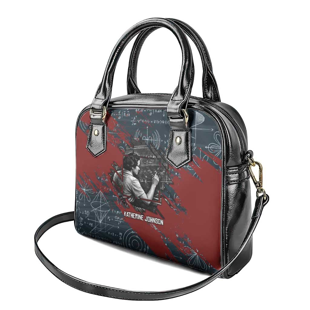 Katherine Johnson Shoulder Handbag with Chalkboard Math Scene, Verify the Numbers Quote and Space Orbit - African Pride