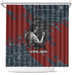 Katherine Johnson Shower Curtain with Chalkboard Math Scene, Verify the Numbers Quote and Space Orbit - African Pride