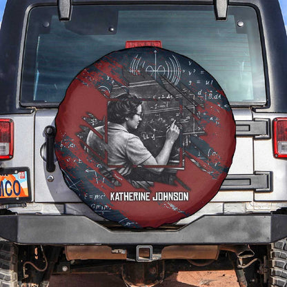 Katherine Johnson Spare Tire Cover with Chalkboard Math Scene, Verify the Numbers Quote and Space Orbit - African Pride