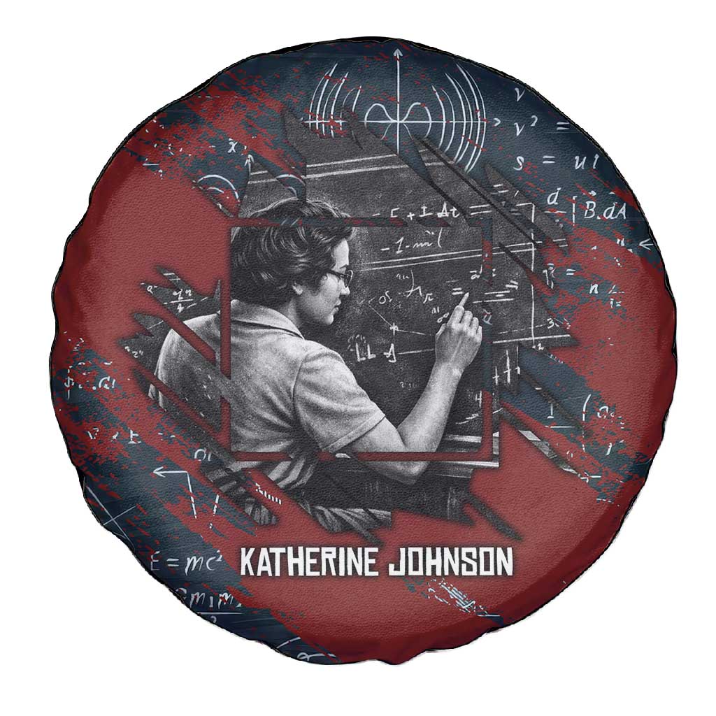 Katherine Johnson Spare Tire Cover with Chalkboard Math Scene, Verify the Numbers Quote and Space Orbit - African Pride