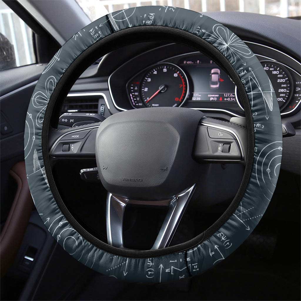 Katherine Johnson Steering Wheel Cover with Chalkboard Math Scene, Verify the Numbers Quote and Space Orbit - African Pride