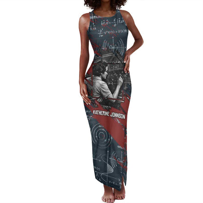Katherine Johnson Tank Maxi Dress with Chalkboard Math Scene, Verify the Numbers Quote and Space Orbit - African Pride