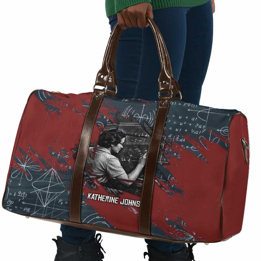 Katherine Johnson Travel Bag with Chalkboard Math Scene, Verify the Numbers Quote and Space Orbit - African Pride