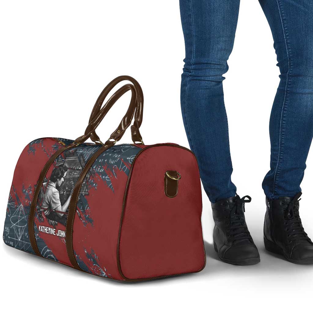 Katherine Johnson Travel Bag with Chalkboard Math Scene, Verify the Numbers Quote and Space Orbit - African Pride
