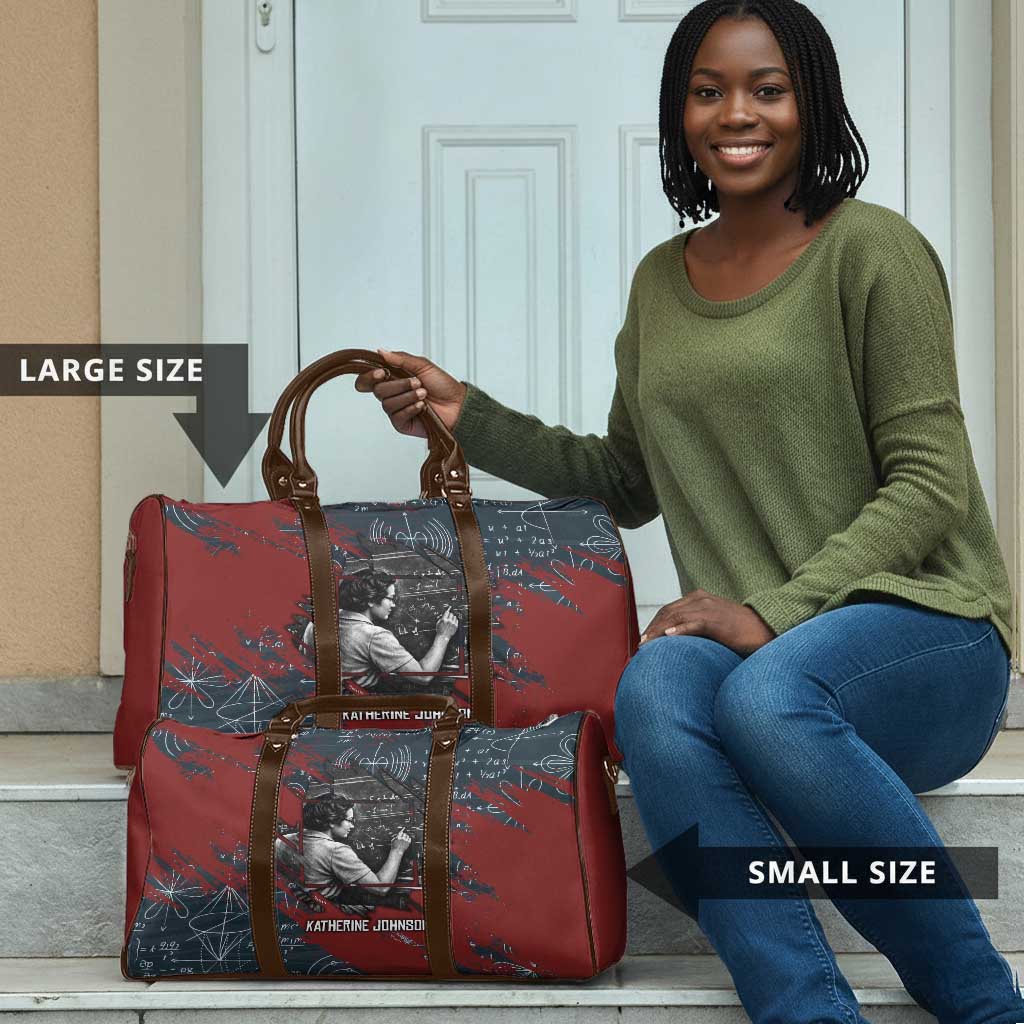 Katherine Johnson Travel Bag with Chalkboard Math Scene, Verify the Numbers Quote and Space Orbit - African Pride