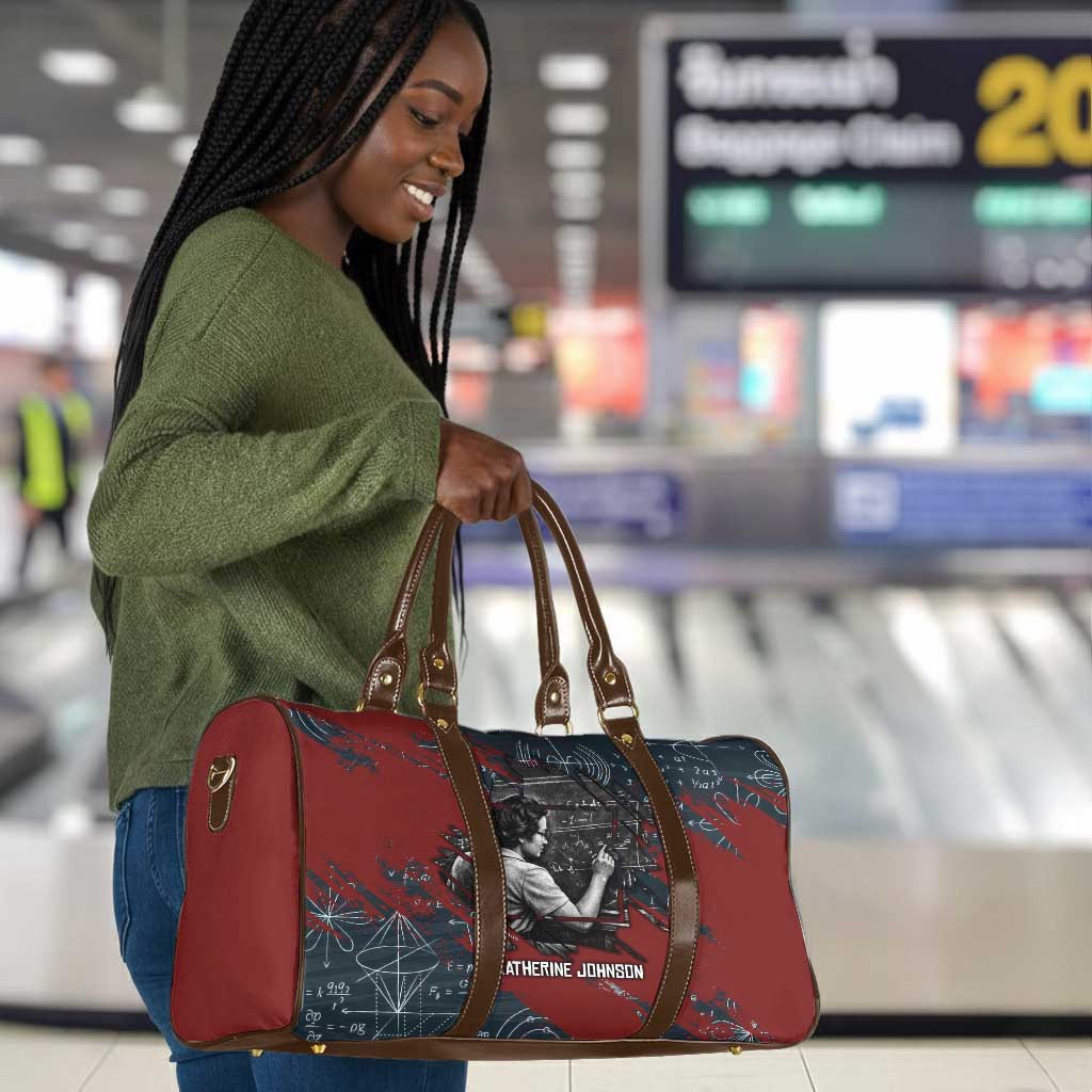 Katherine Johnson Travel Bag with Chalkboard Math Scene, Verify the Numbers Quote and Space Orbit - African Pride