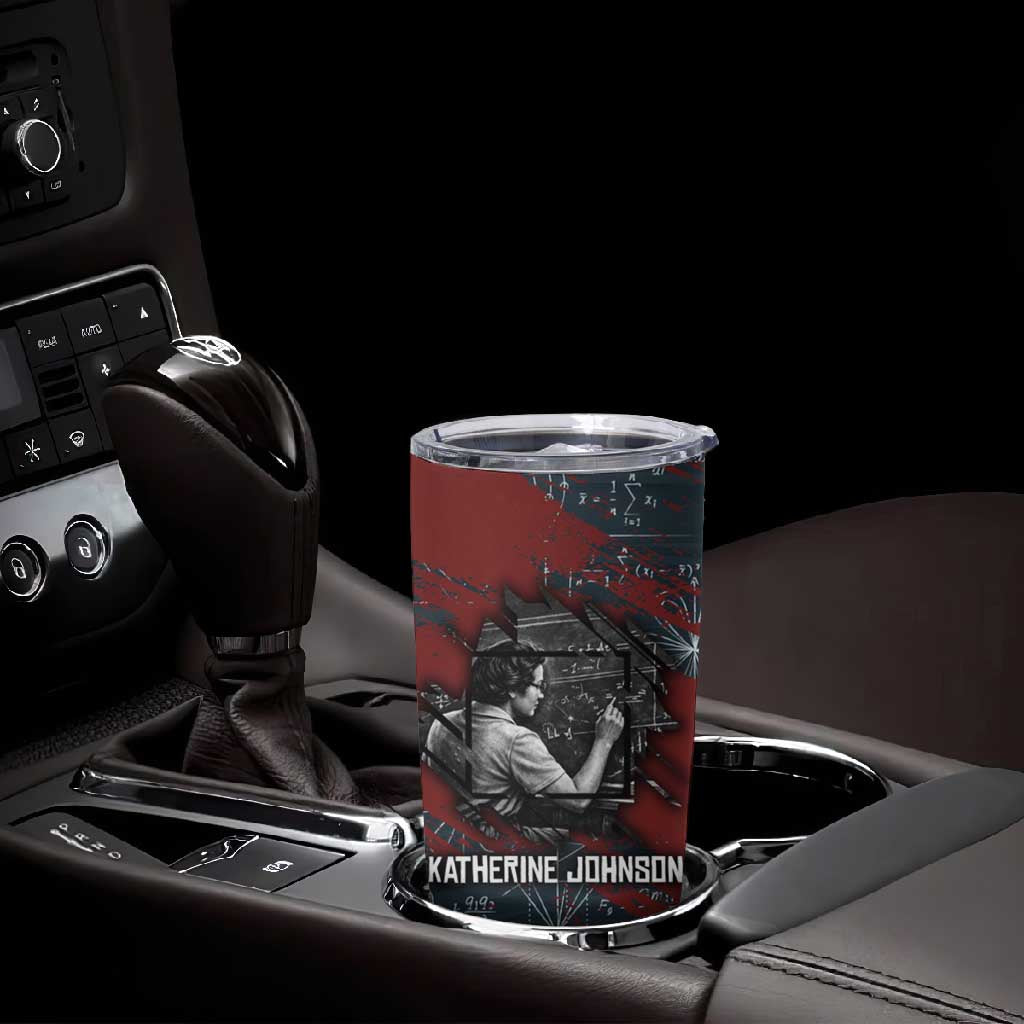 Katherine Johnson Tumbler Cup with Chalkboard Math Scene, Verify the Numbers Quote and Space Orbit - African Pride