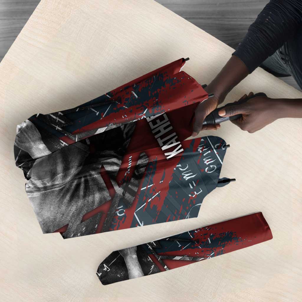 Katherine Johnson Umbrella with Chalkboard Math Scene, Verify the Numbers Quote and Space Orbit - African Pride