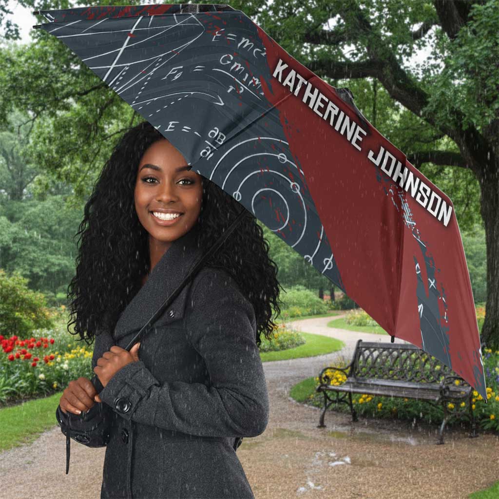 Katherine Johnson Umbrella with Chalkboard Math Scene, Verify the Numbers Quote and Space Orbit - African Pride