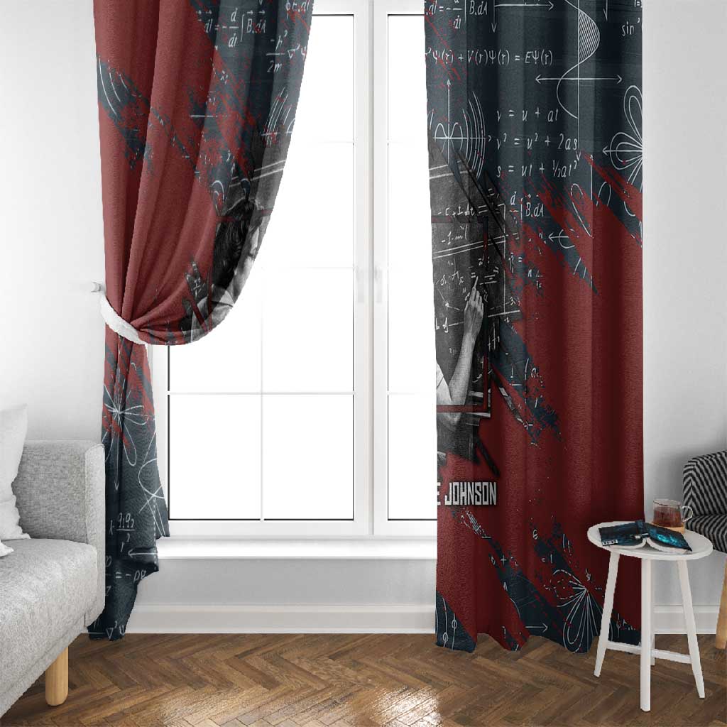 Katherine Johnson Window Curtain with Chalkboard Math Scene, Verify the Numbers Quote and Space Orbit - African Pride