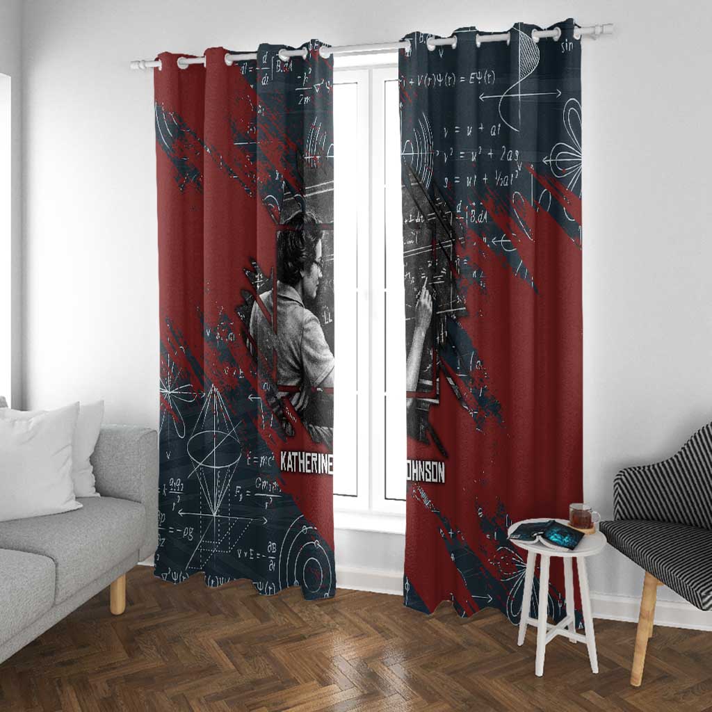 Katherine Johnson Window Curtain with Chalkboard Math Scene, Verify the Numbers Quote and Space Orbit - African Pride