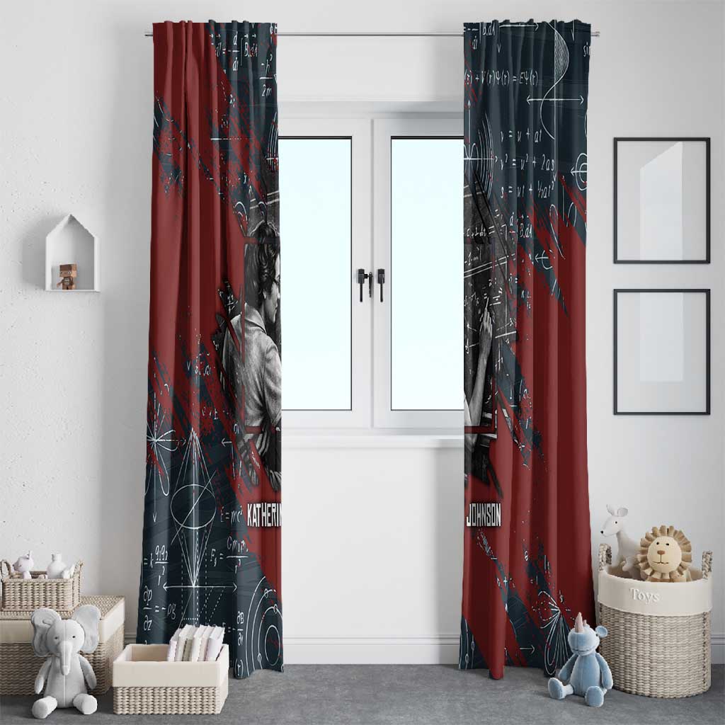 Katherine Johnson Window Curtain with Chalkboard Math Scene, Verify the Numbers Quote and Space Orbit - African Pride