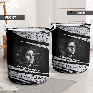 Katherine Johnson Laundry Basket with Orbital Space Portrait, Historic NASA Launch Dates and Physics - African Pride