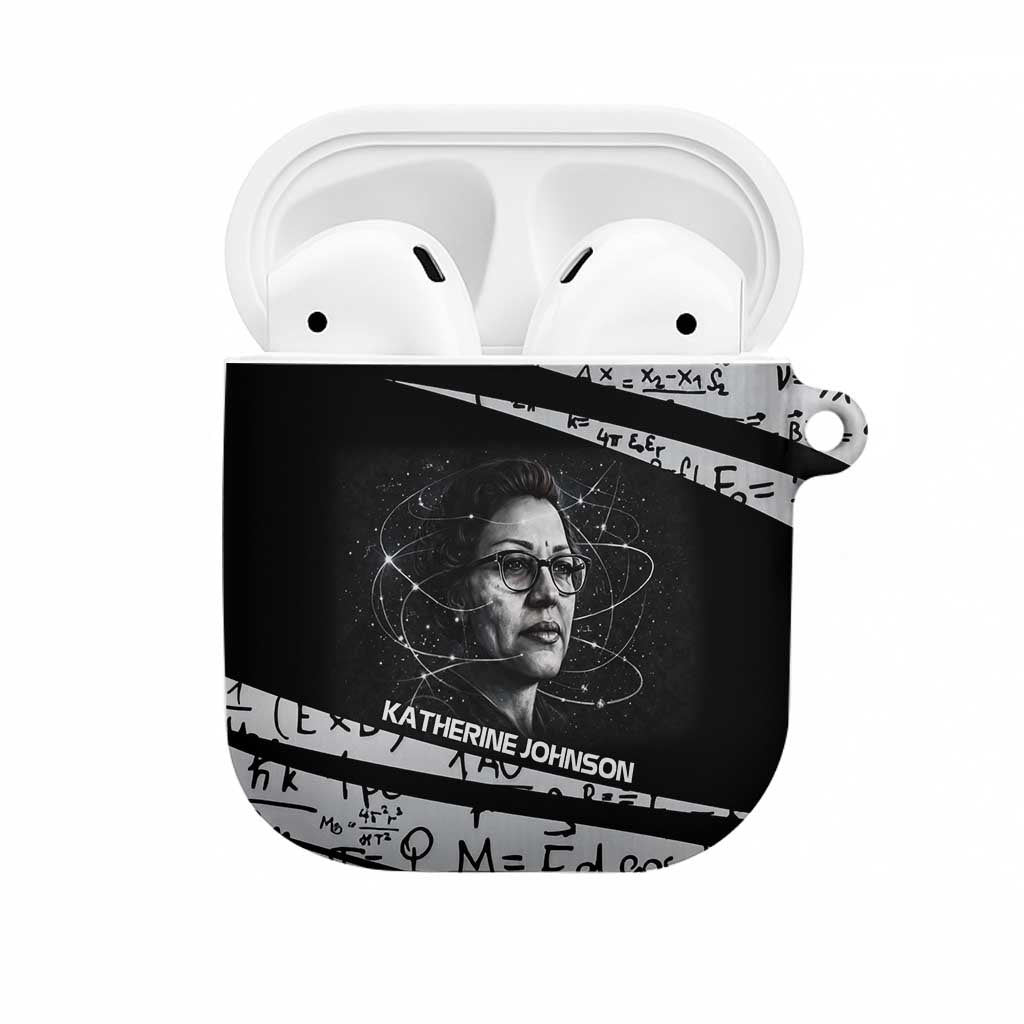 Katherine Johnson AirPods Case with Orbital Space Portrait, Historic NASA Launch Dates and Physics - African Pride