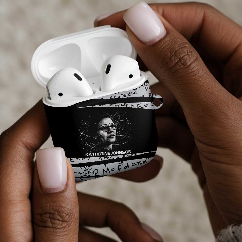 Katherine Johnson AirPods Case with Orbital Space Portrait, Historic NASA Launch Dates and Physics - African Pride