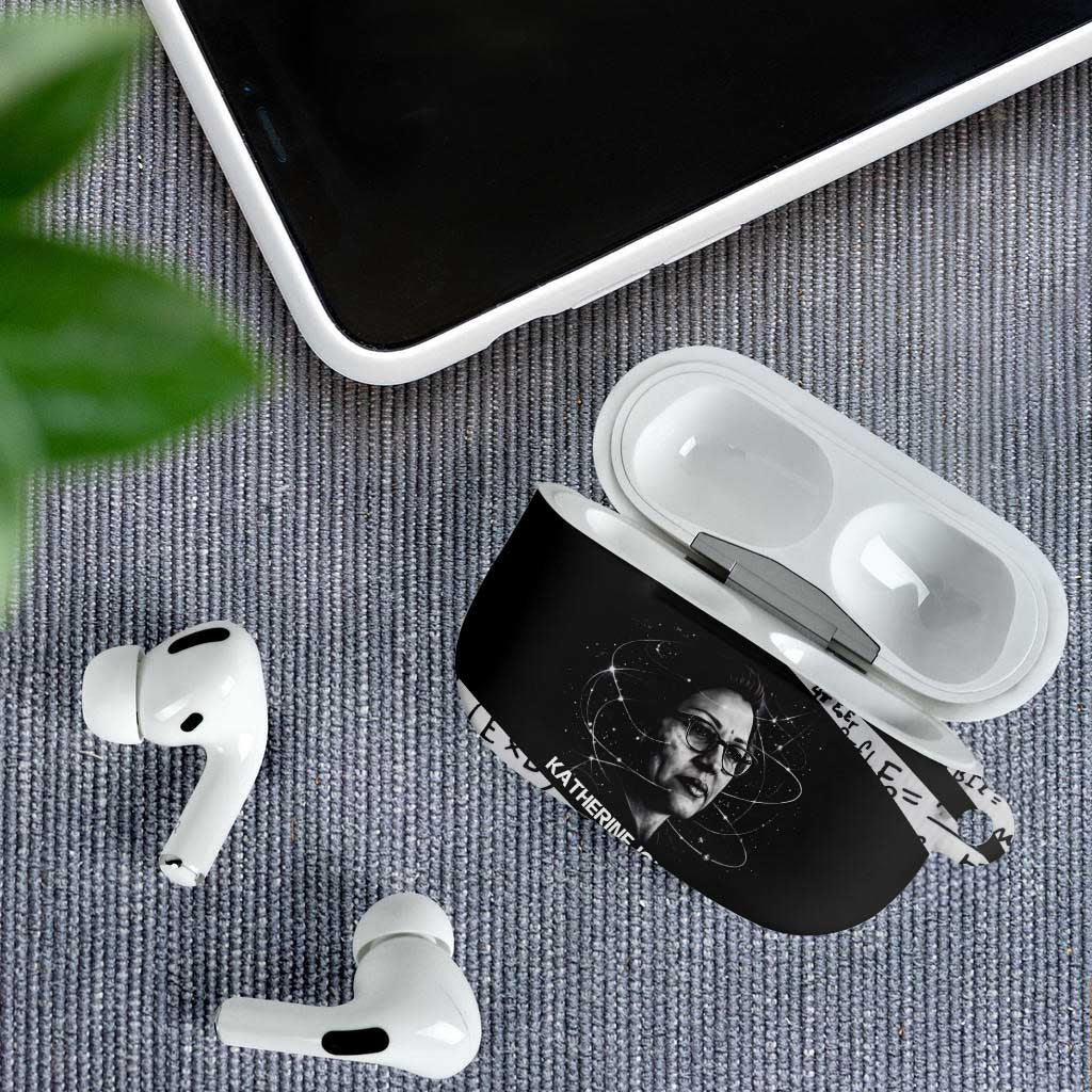 Katherine Johnson AirPods Case with Orbital Space Portrait, Historic NASA Launch Dates and Physics - African Pride