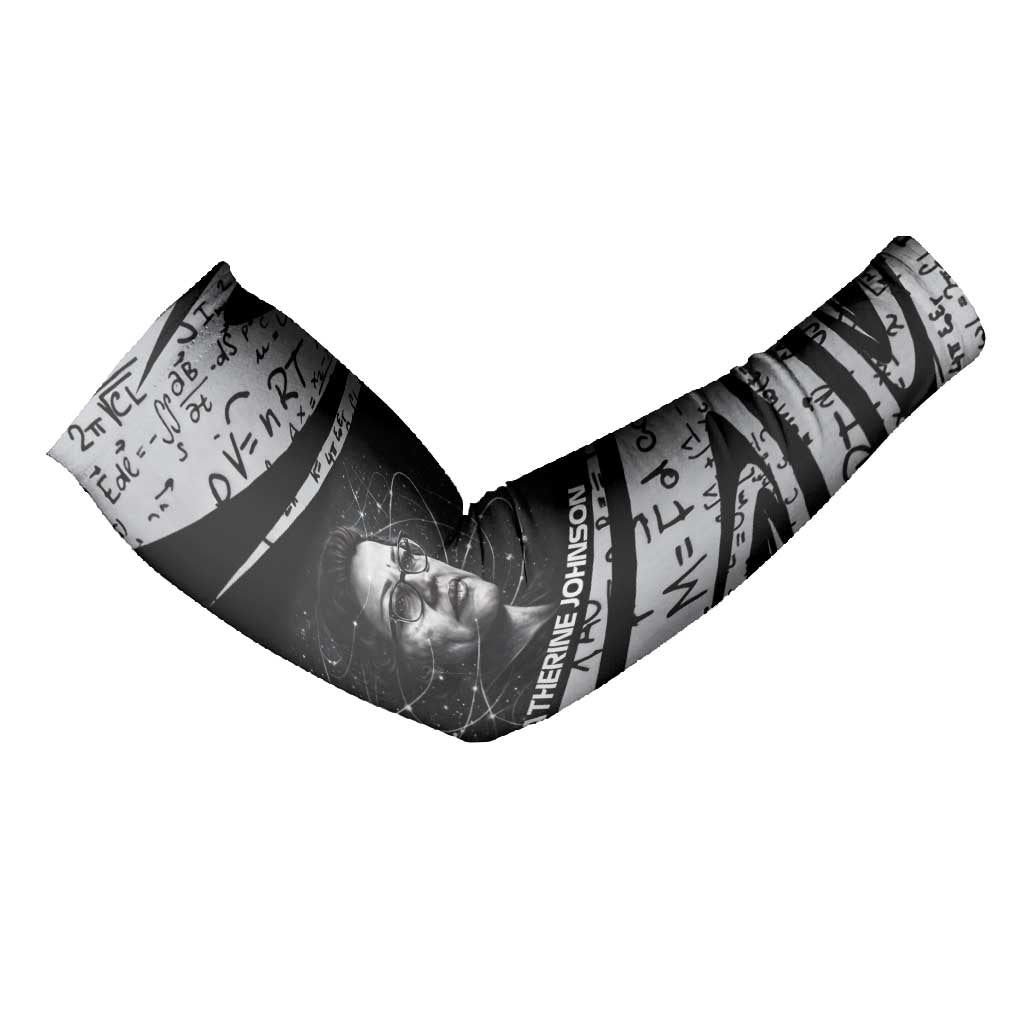 Katherine Johnson Arm Sleeves with Orbital Space Portrait, Historic NASA Launch Dates and Physics - African Pride