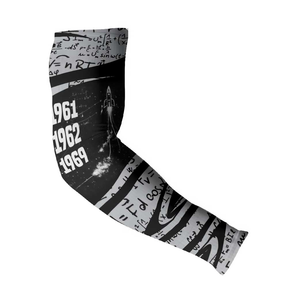 Katherine Johnson Arm Sleeves with Orbital Space Portrait, Historic NASA Launch Dates and Physics - African Pride