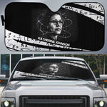 Katherine Johnson Auto Sun Shade with Orbital Space Portrait, Historic NASA Launch Dates and Physics - African Pride