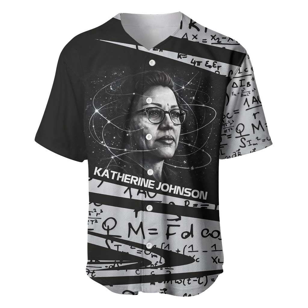 Katherine Johnson Baseball Jersey with Orbital Space Portrait, Historic NASA Launch Dates and Physics - African Pride