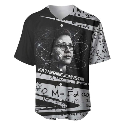 Katherine Johnson Baseball Jersey with Orbital Space Portrait, Historic NASA Launch Dates and Physics - African Pride